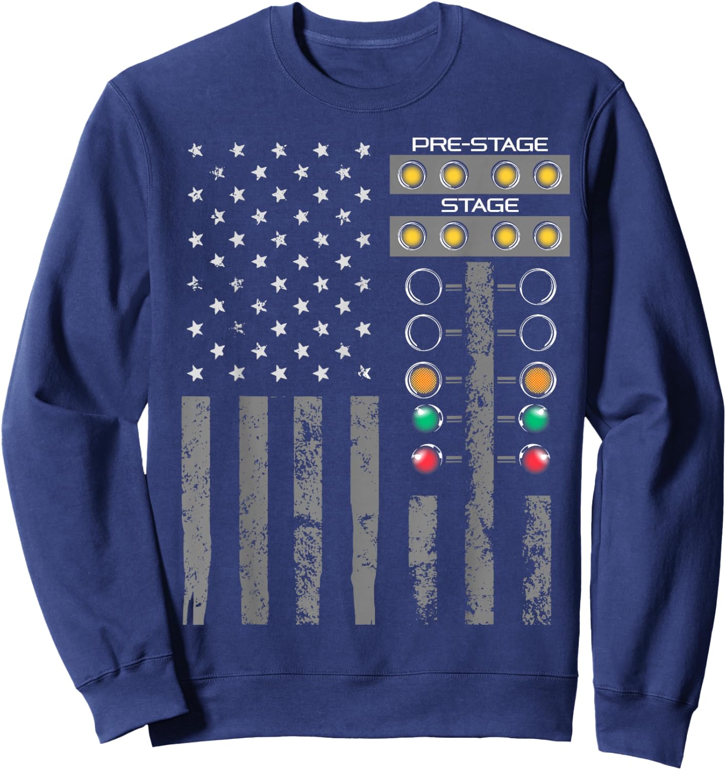 American Flag Drag Racing Strip Tree Light for Dragster Sweatshirt - Sweatshirt | Navy