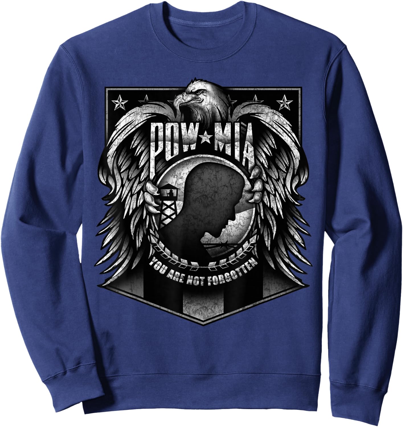 US Military POW MIA You Are Not Forgotten Shield with Eagle Sweatshirt - Sweatshirt | Navy