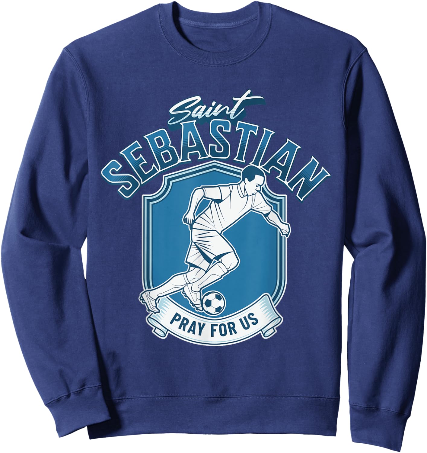 St Sebastian Patron Saint of Athletes Soccer Ball Football Sweatshirt - Sweatshirt | Navy