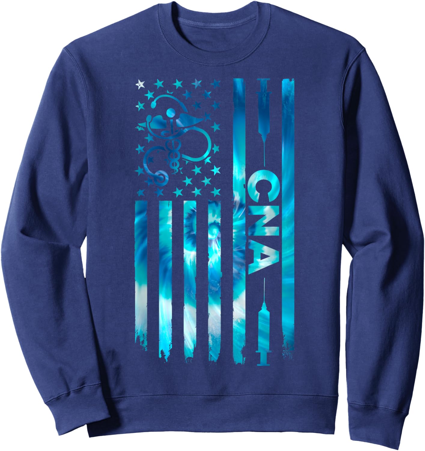 CNA - American Flag July 4th Certified Nurse Assistant CNA Sweatshirt - Sweatshirt | Navy