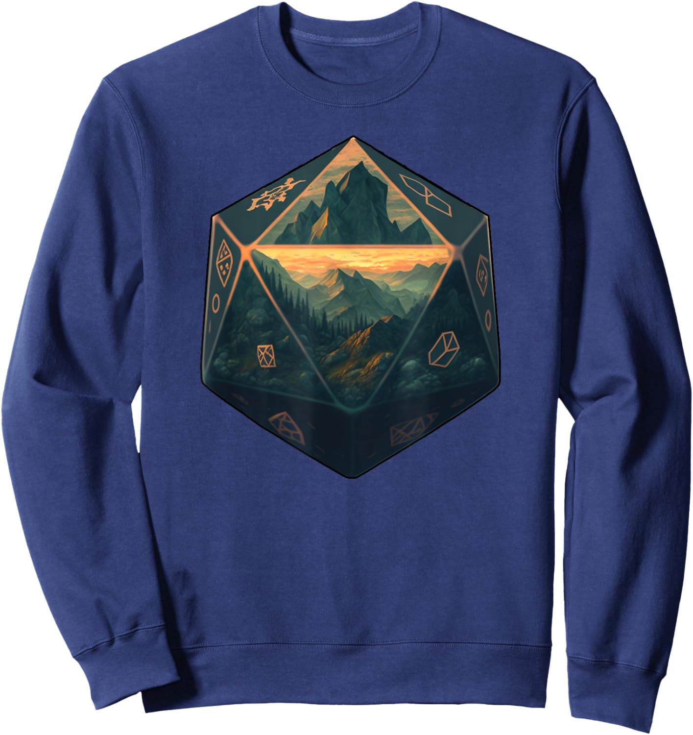D20 Dice Art Fantasy Gaming Cool Realistic D20 dice Sweatshirt - Sweatshirt | Navy