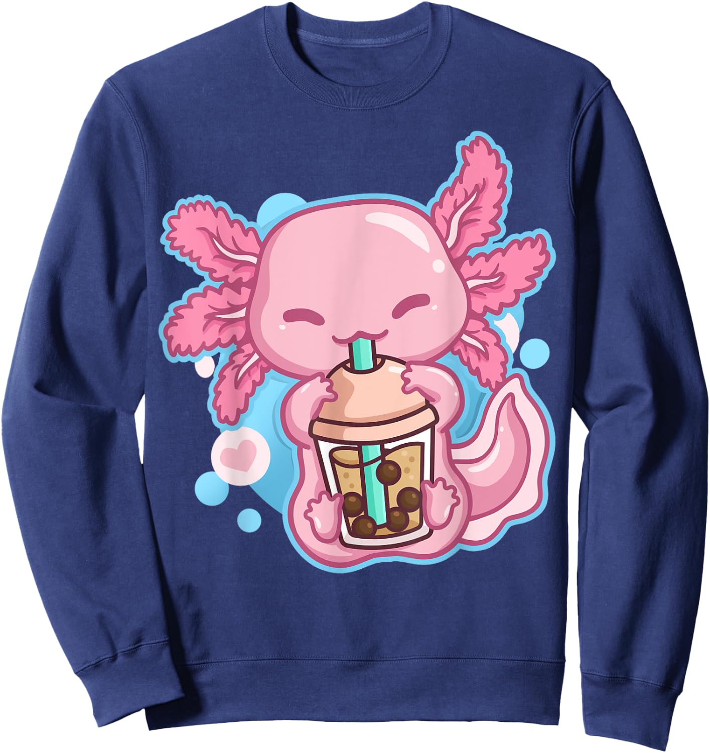 Boba Tea Bubble Tea Milk Tea Anime Axolotl Small Sweatshirt - Sweatshirt | Navy