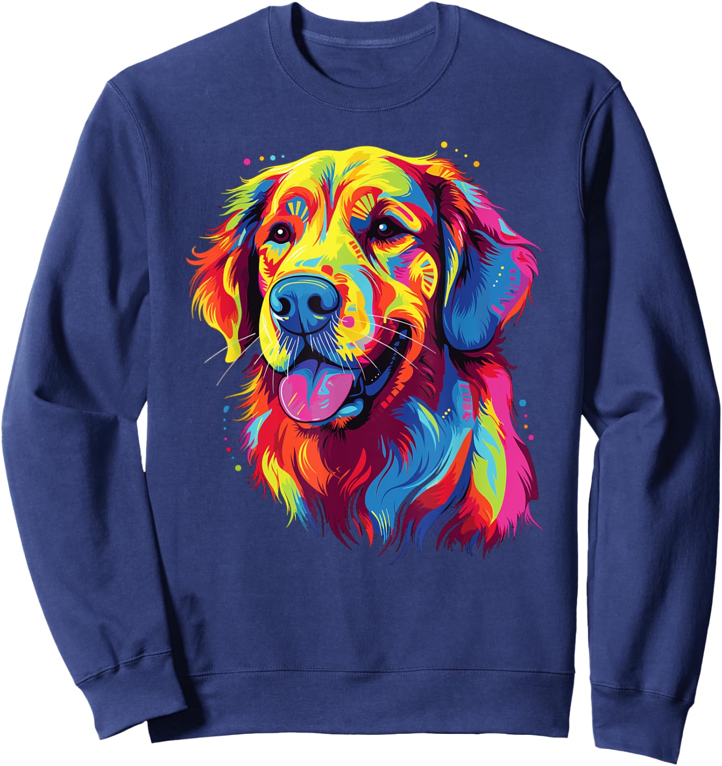 Watercolor Colorful Golden Retriever Dog Sweatshirt - Sweatshirt | Navy
