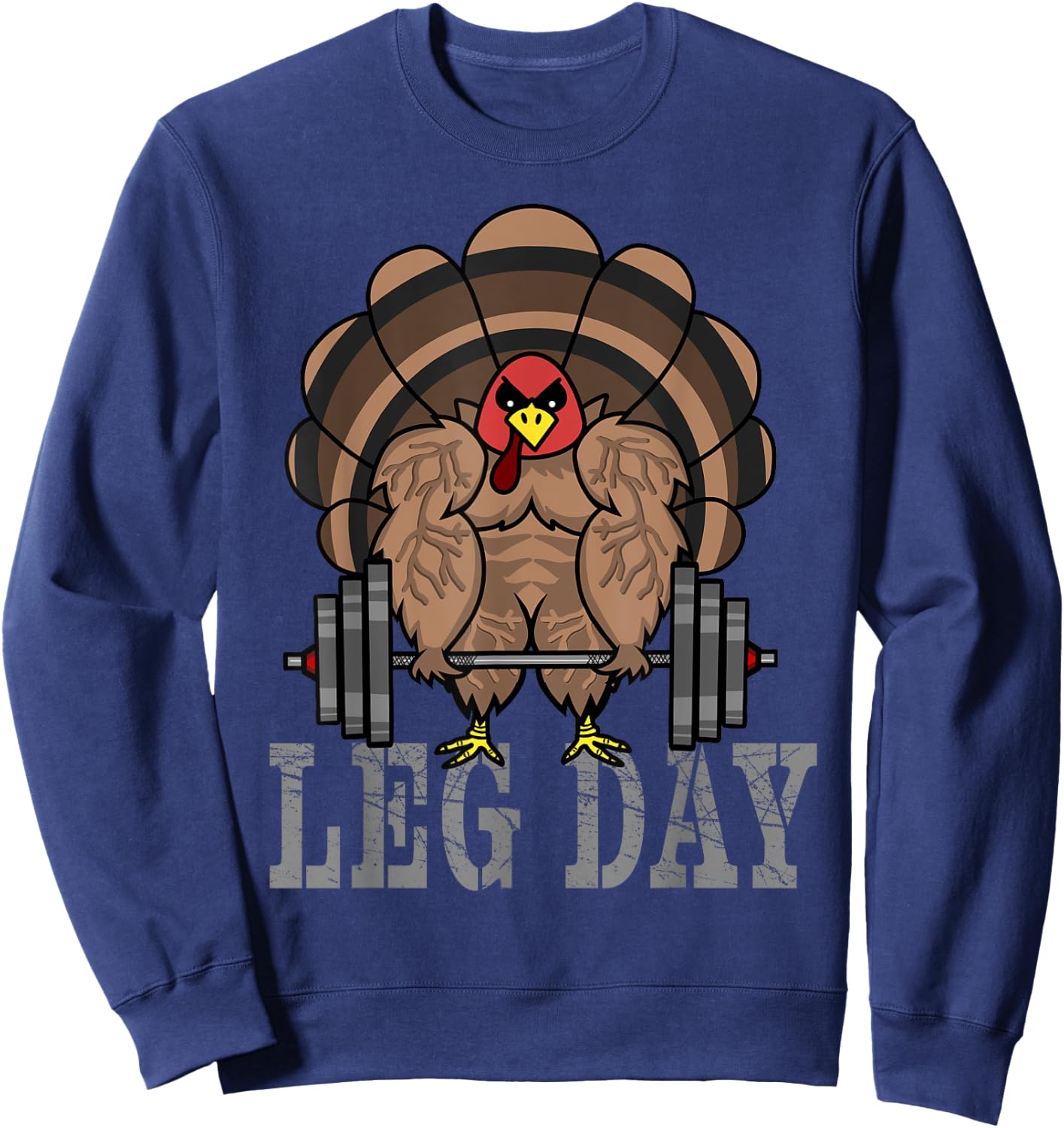 Funny Deadlifting Turkey Thanksgiving Leg Day Deadlift Sweatshirt - Sweatshirt | Navy
