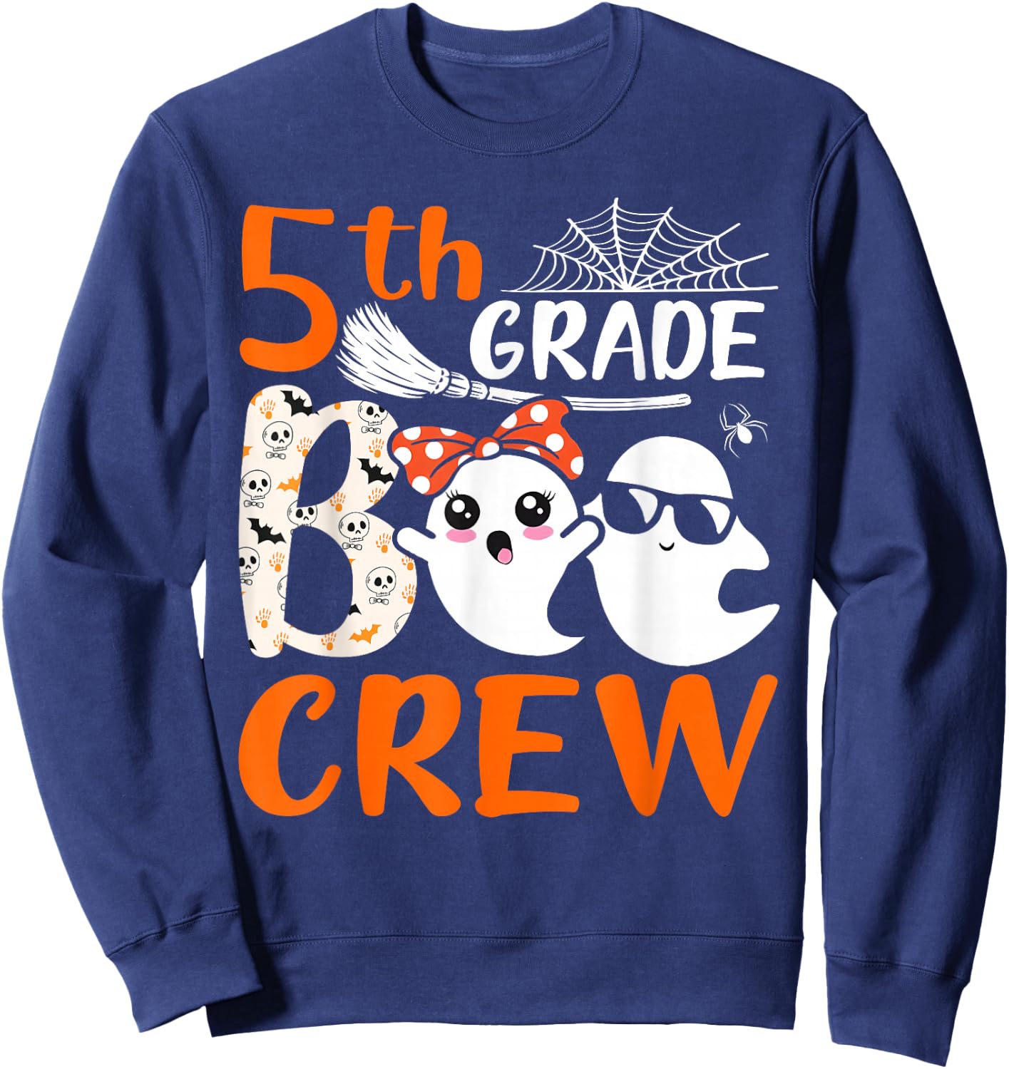 5th Grade Boo Crew Teachers Students Ghost Halloween Sweatshirt - Sweatshirt | Navy