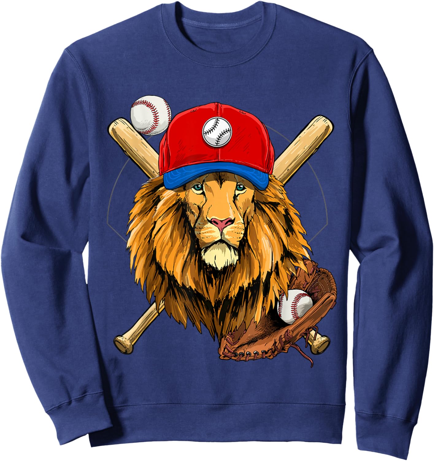 Lion Baseball Lion Lovers Baseball Player Sweatshirt - Sweatshirt | Navy