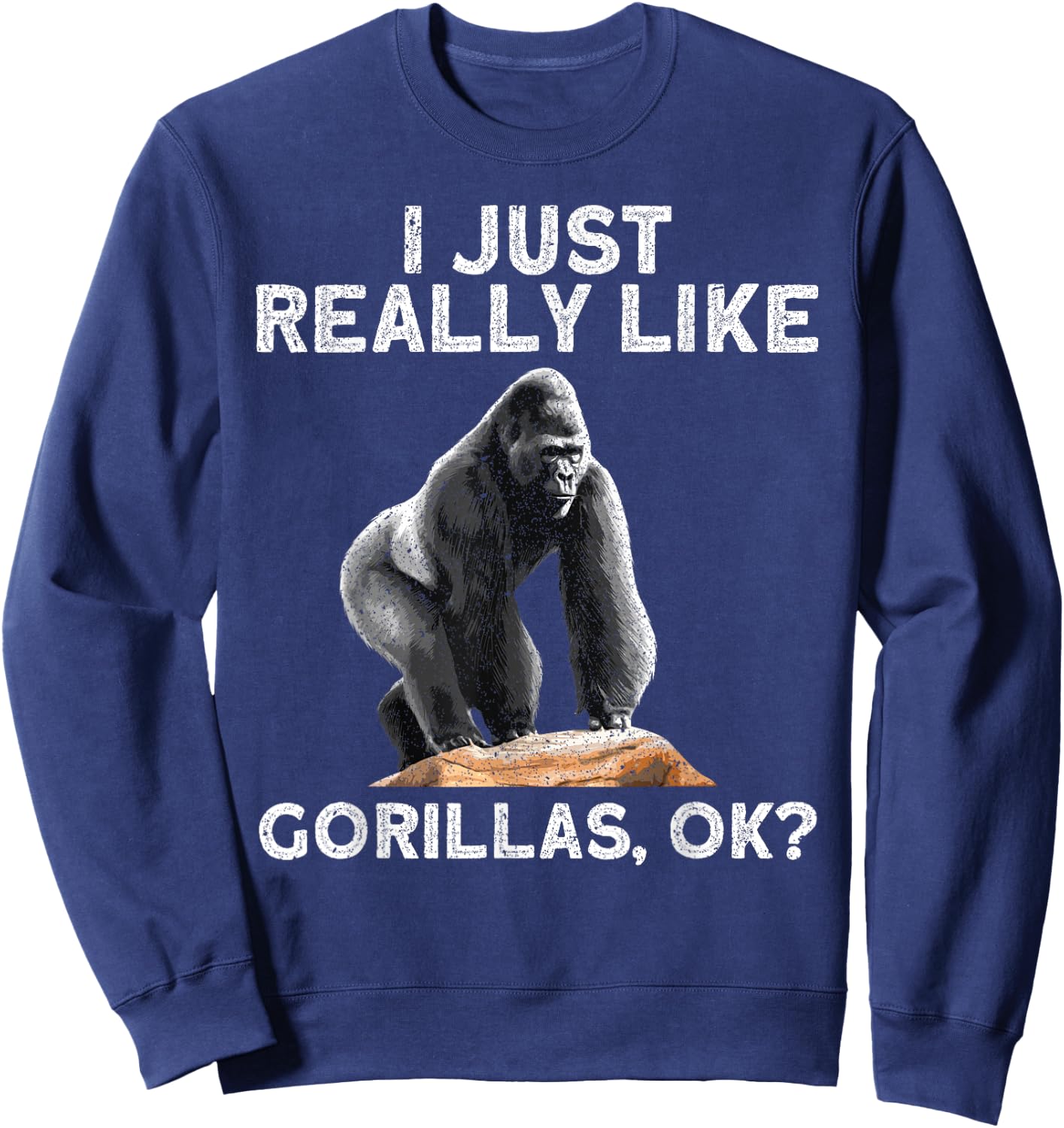 Funny Gorilla Art Women Kids Primate Gorilla Lover Sweatshirt - Sweatshirt | Navy