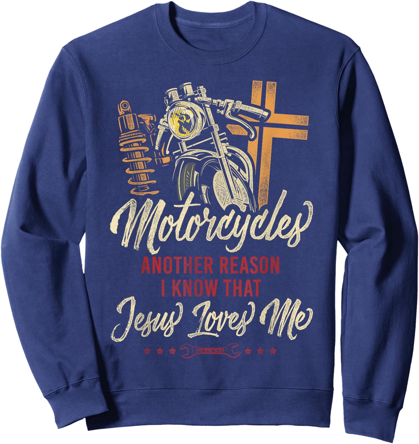 Classic Motorcycle Biker Jesus Faith Christian Motorcycles Sweatshirt - Sweatshirt | Navy