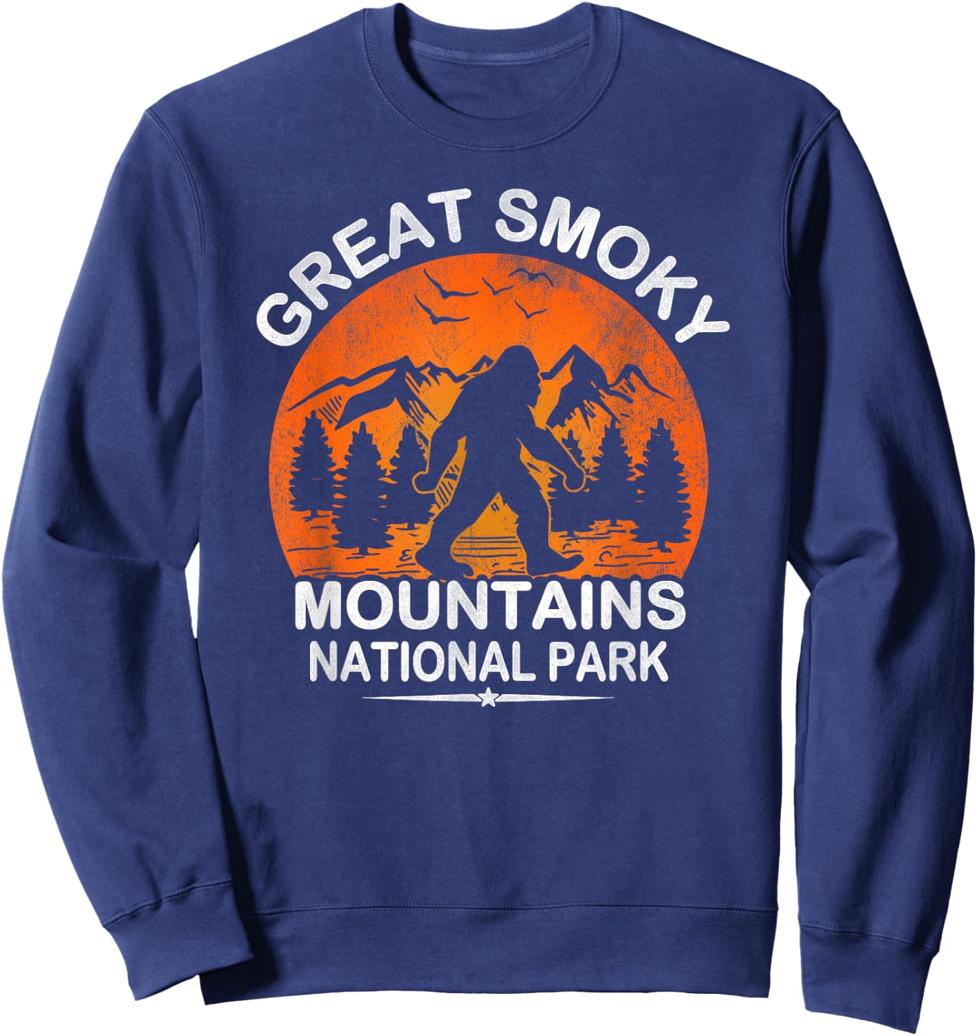 Great Smoky Mountains National Park Sunset Bigfoot Sasquatch Sweatshirt - Sweatshirt | Navy