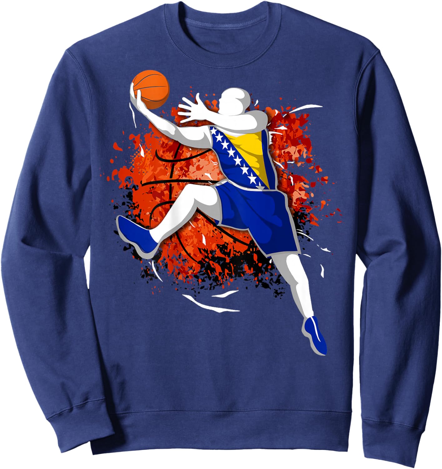 Bosnia and Herzegovina Basketball Fans Jersey Bosnian Flag Sweatshirt - Sweatshirt | Navy