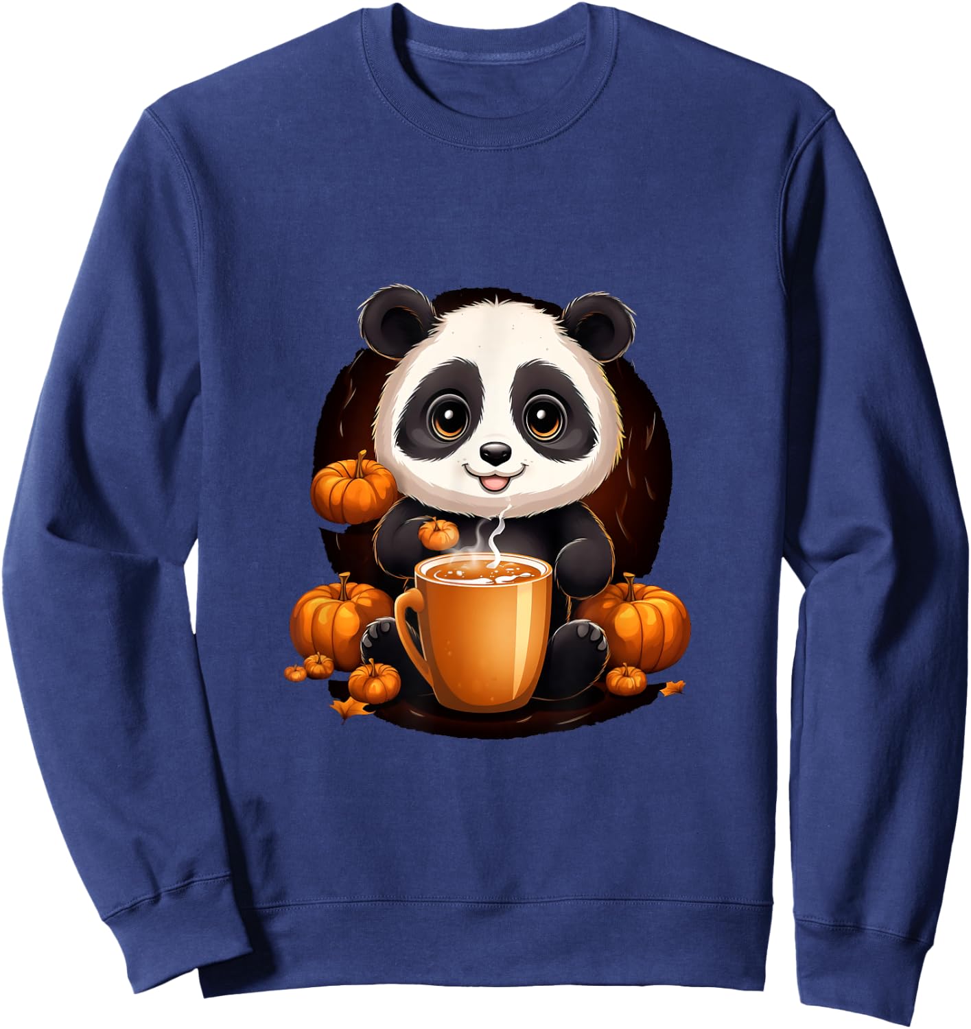 Panda Pumpkin Spice Latte Autumn Halloween Sweatshirt - Sweatshirt | Navy