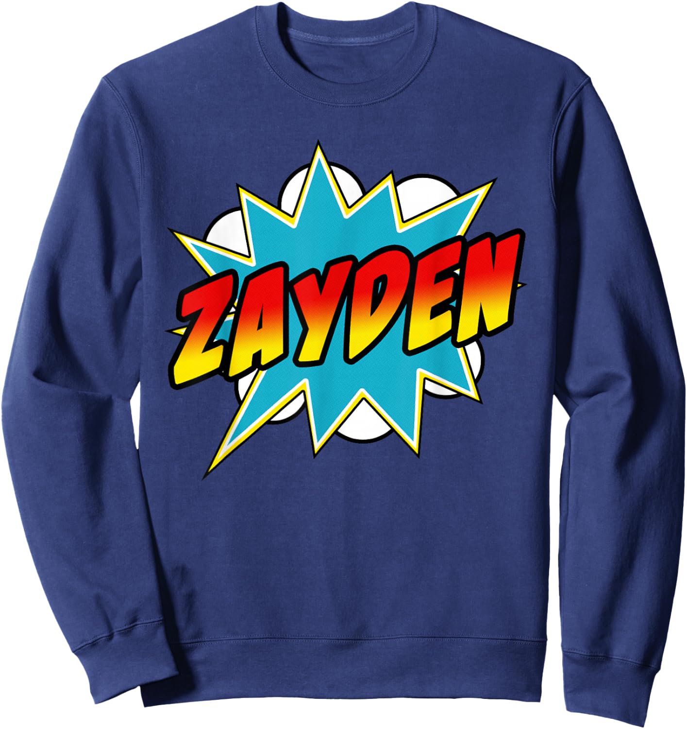 Zayden Name Superhero Retro Comic Sweatshirt - Sweatshirt | Navy
