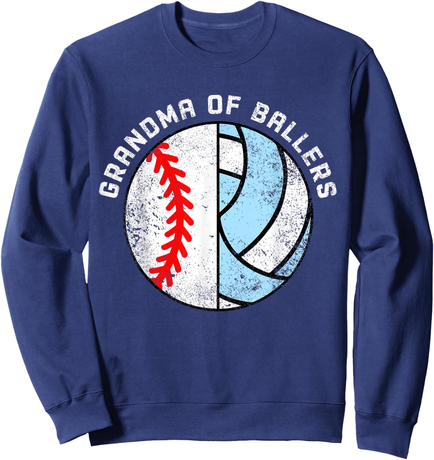 Grandma Of Ballers Funny Baseball Volleyball Grandma Sweatshirt - Sweatshirt | Navy