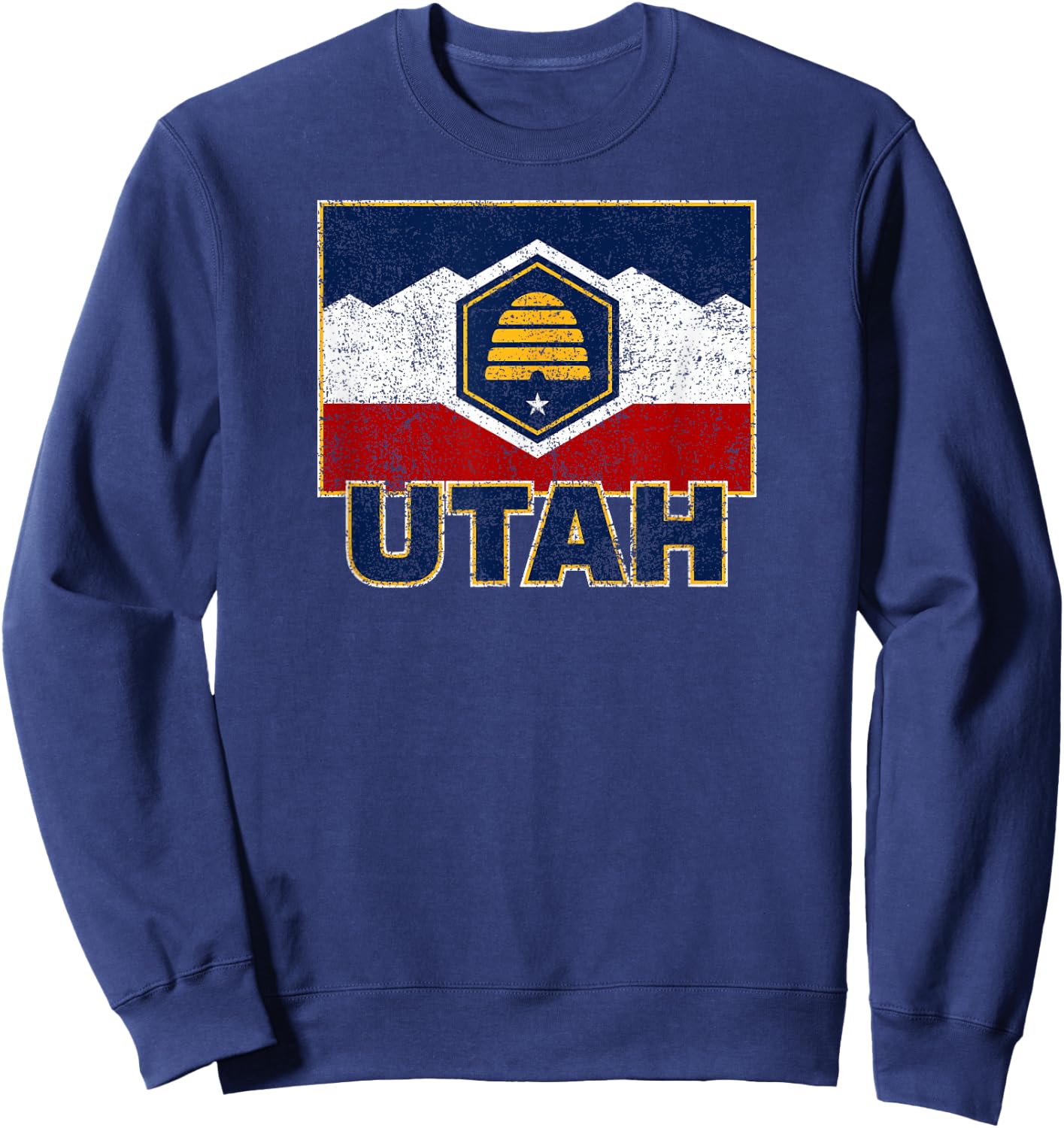 Distressed New Utah Flag Sweatshirt - Sweatshirt | Navy