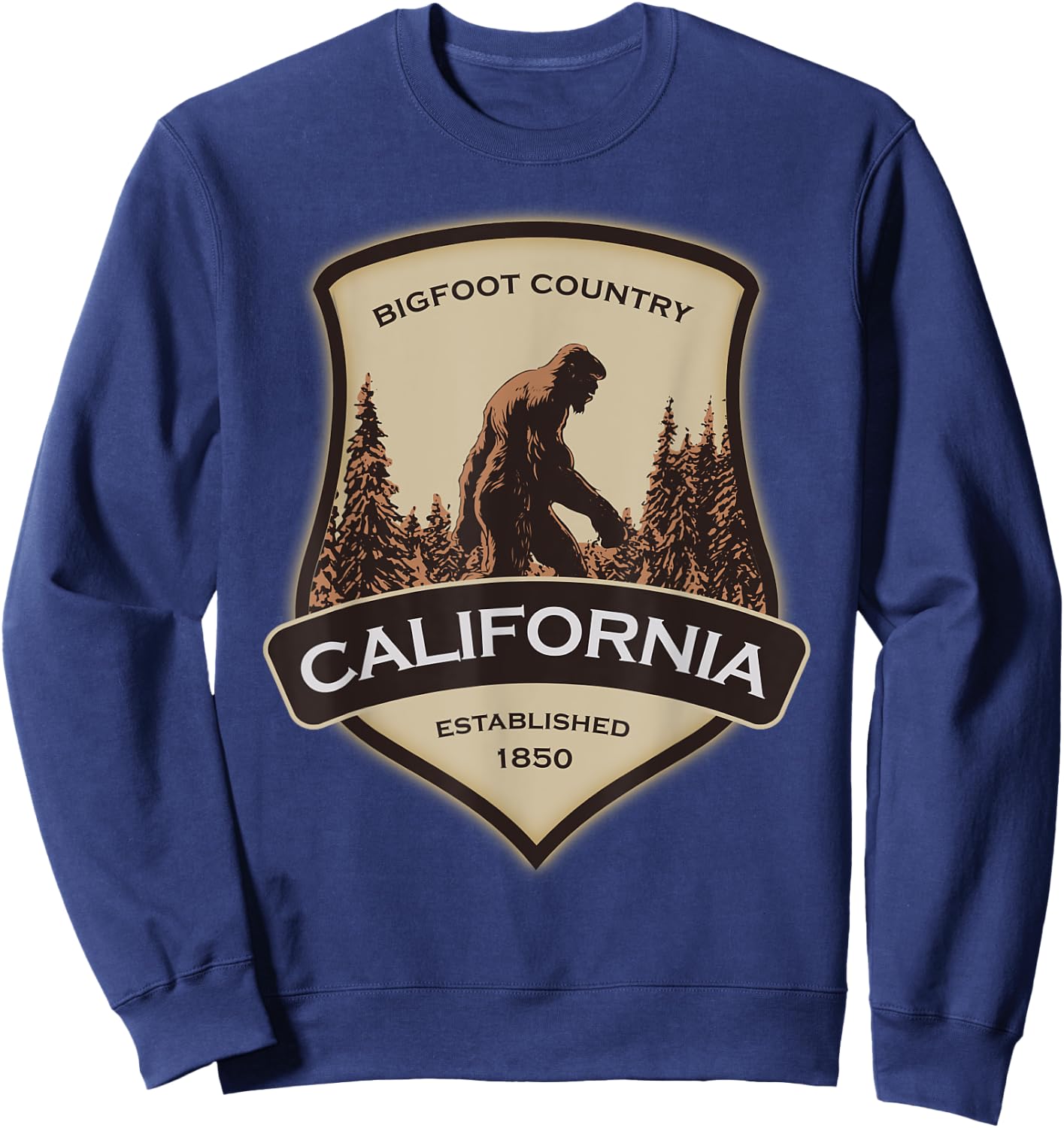 California and a Bigfoot, or a Sasquatch Sweatshirt - Sweatshirt | Navy