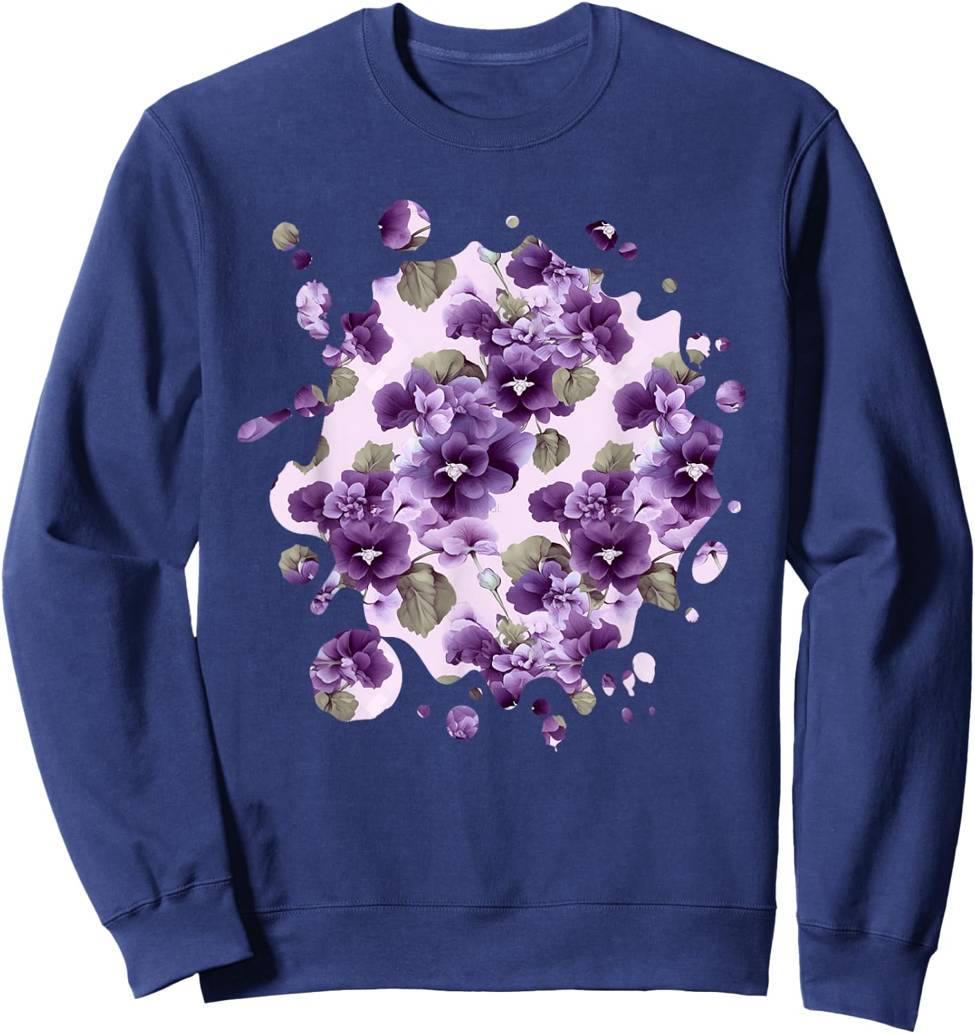Cute African Violet Inspired Flower Plant Lover Gardener Sweatshirt - Sweatshirt | Navy