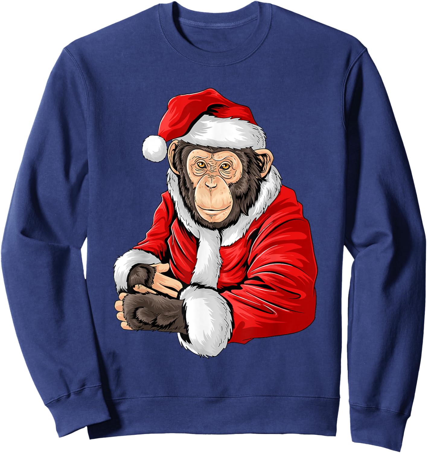 Monkey Santa Costume Christmas Pajama Cool Zoo Animal X-Mas Sweatshirt - Sweatshirt | Navy