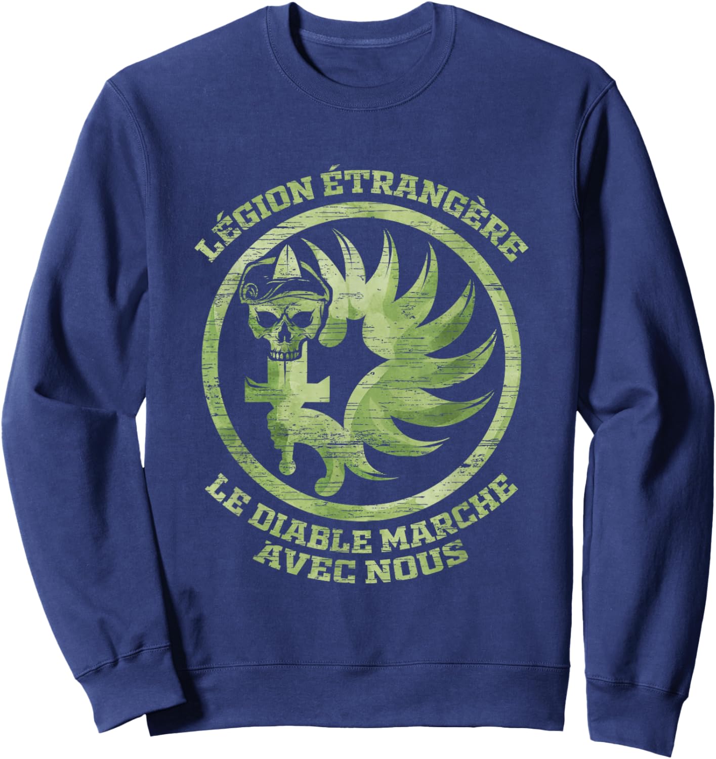 Le Diable Marche Avec Nous Legion Etrangere Sweatshirt - Sweatshirt | Navy