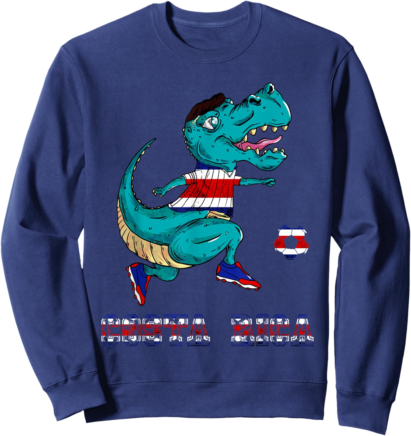 Costa Rica Costa Rican Soccer Team T-Rex Costa Rica Flag Sweatshirt - Sweatshirt | Navy