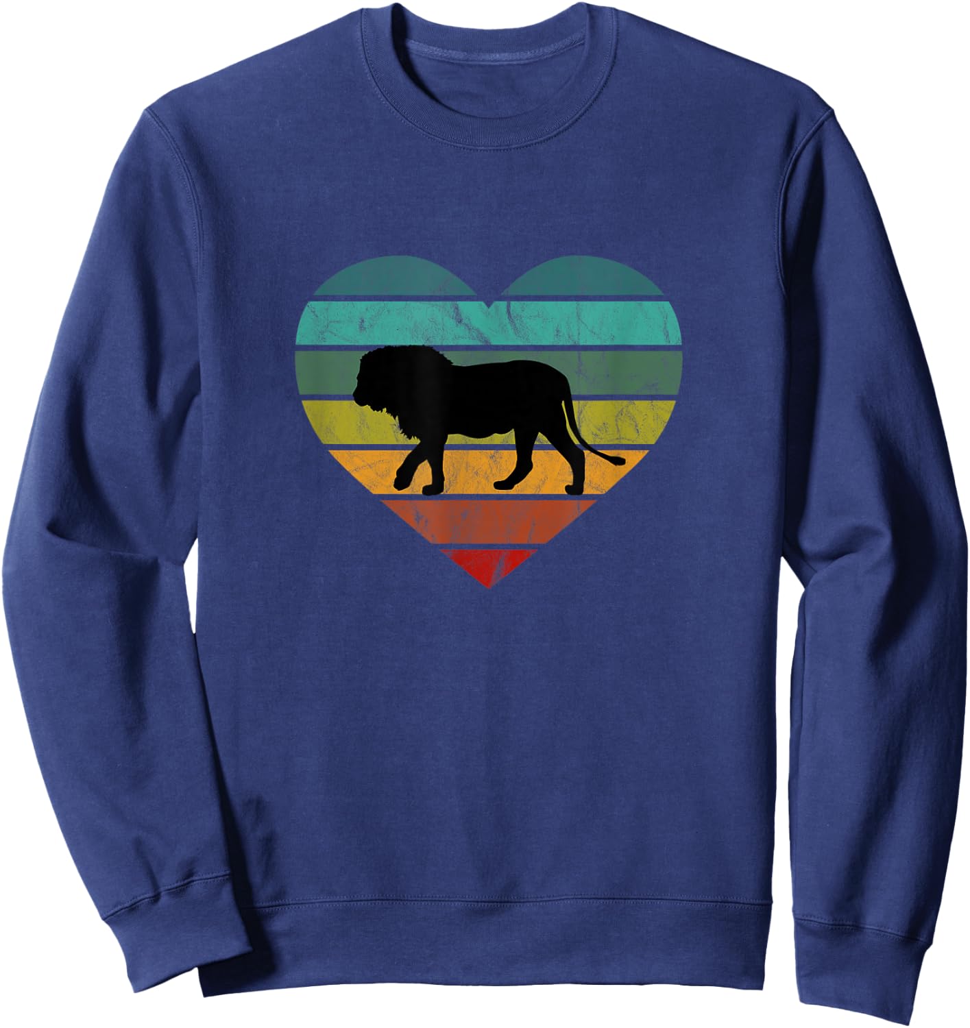 I Love Lions in Africa Heart Wilderness Serengeti Safari Sweatshirt - Sweatshirt | Navy