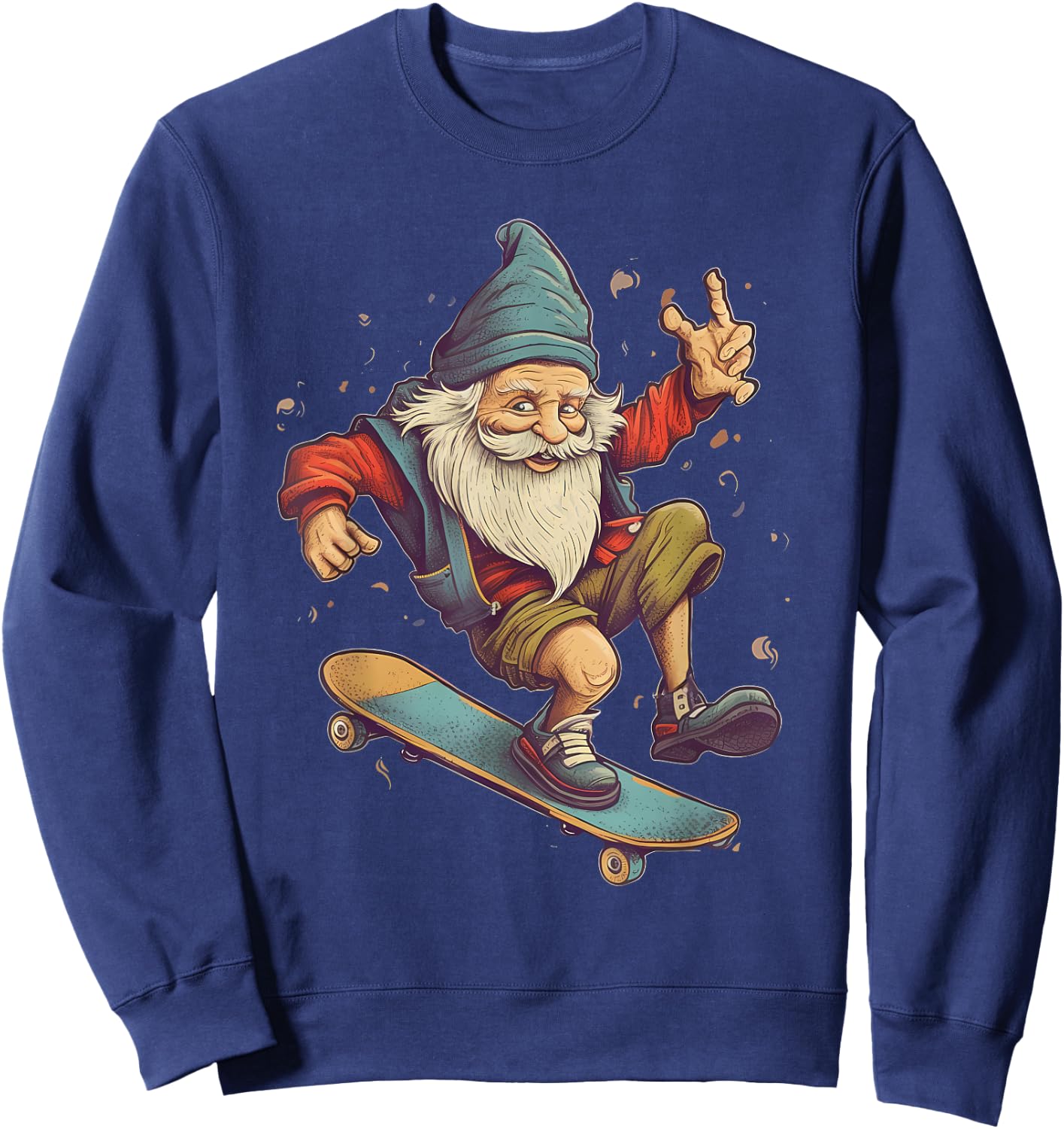 Retro Skateboarding Gnome Skateboard Sweatshirt - Sweatshirt | Navy