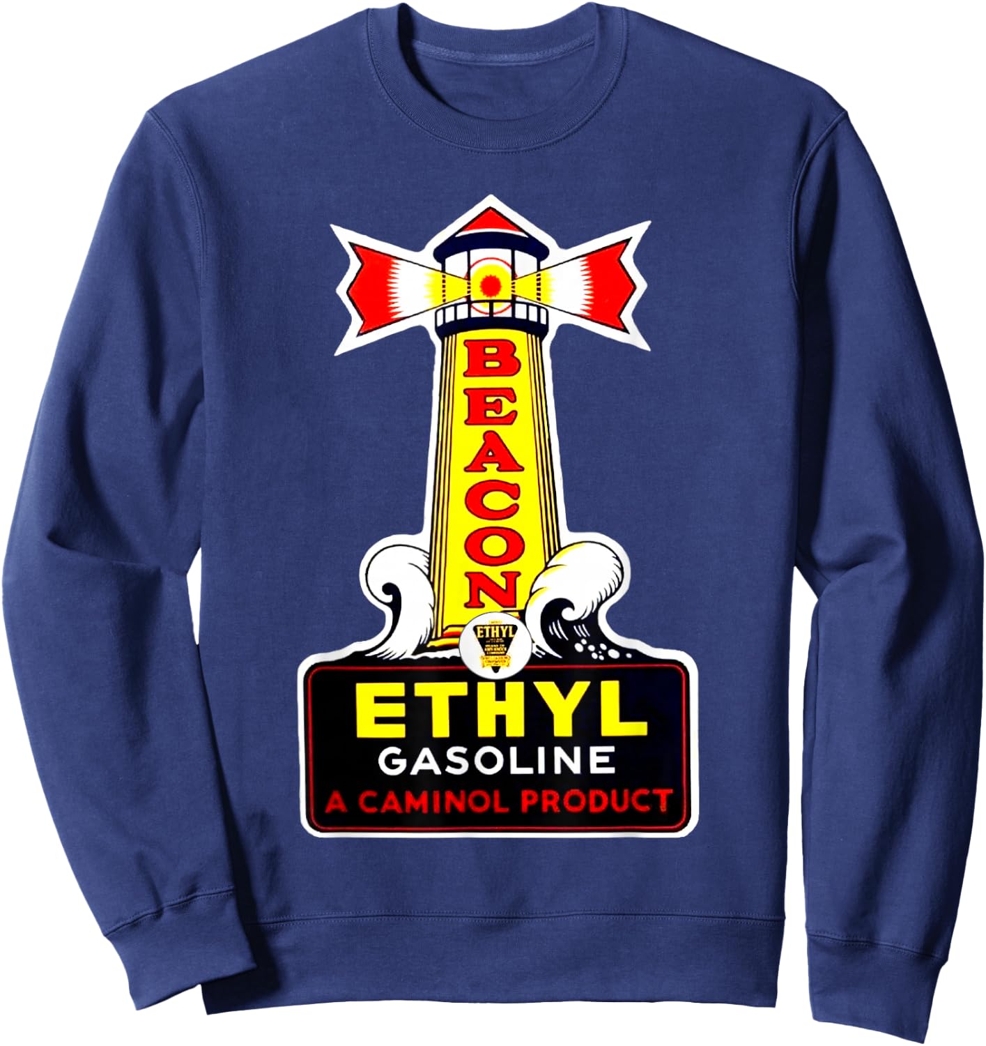 Retro Vintage Gas Station Beacon Motor Oil Car Bikes Garage Sweatshirt - Sweatshirt | Navy