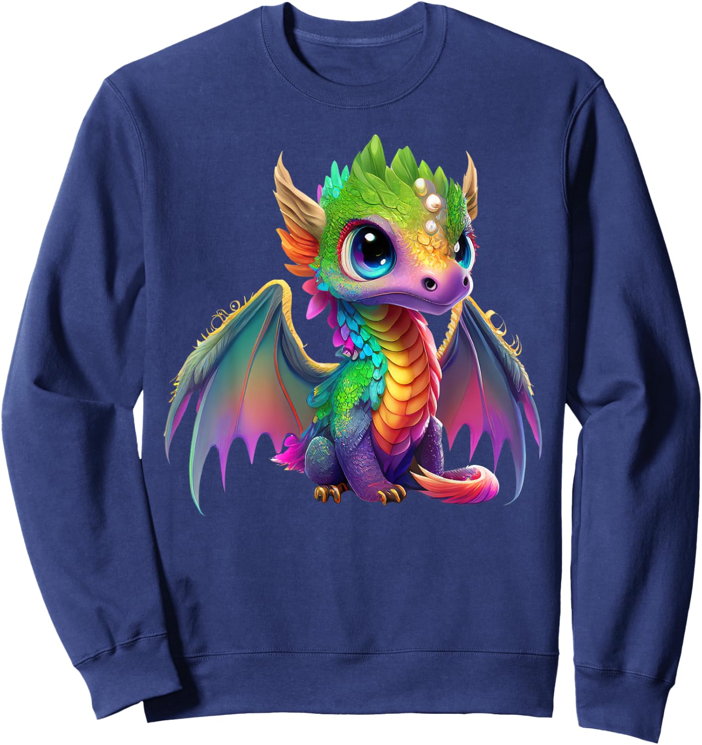 Colorful Dragon Baby Cute Pretty Birthday Graphic Sweatshirt - Sweatshirt | Navy