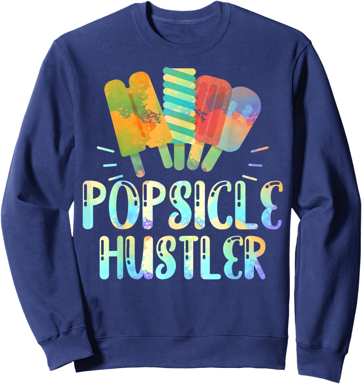 Funny Ice Cream Retro 80s Summer Popsicle Hustler Girls Kids Sweatshirt - Sweatshirt | Navy