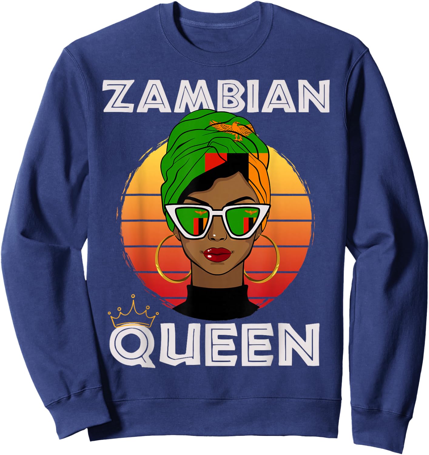 Zambian Queen, African Queen Zambia Flag, Zambia Women Girls Sweatshirt - Sweatshirt | Navy