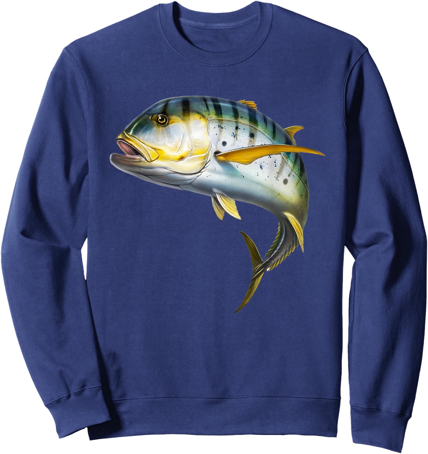 realistic Crevalle jack fish trevally for lovers Fishing Sweatshirt - Sweatshirt | Navy