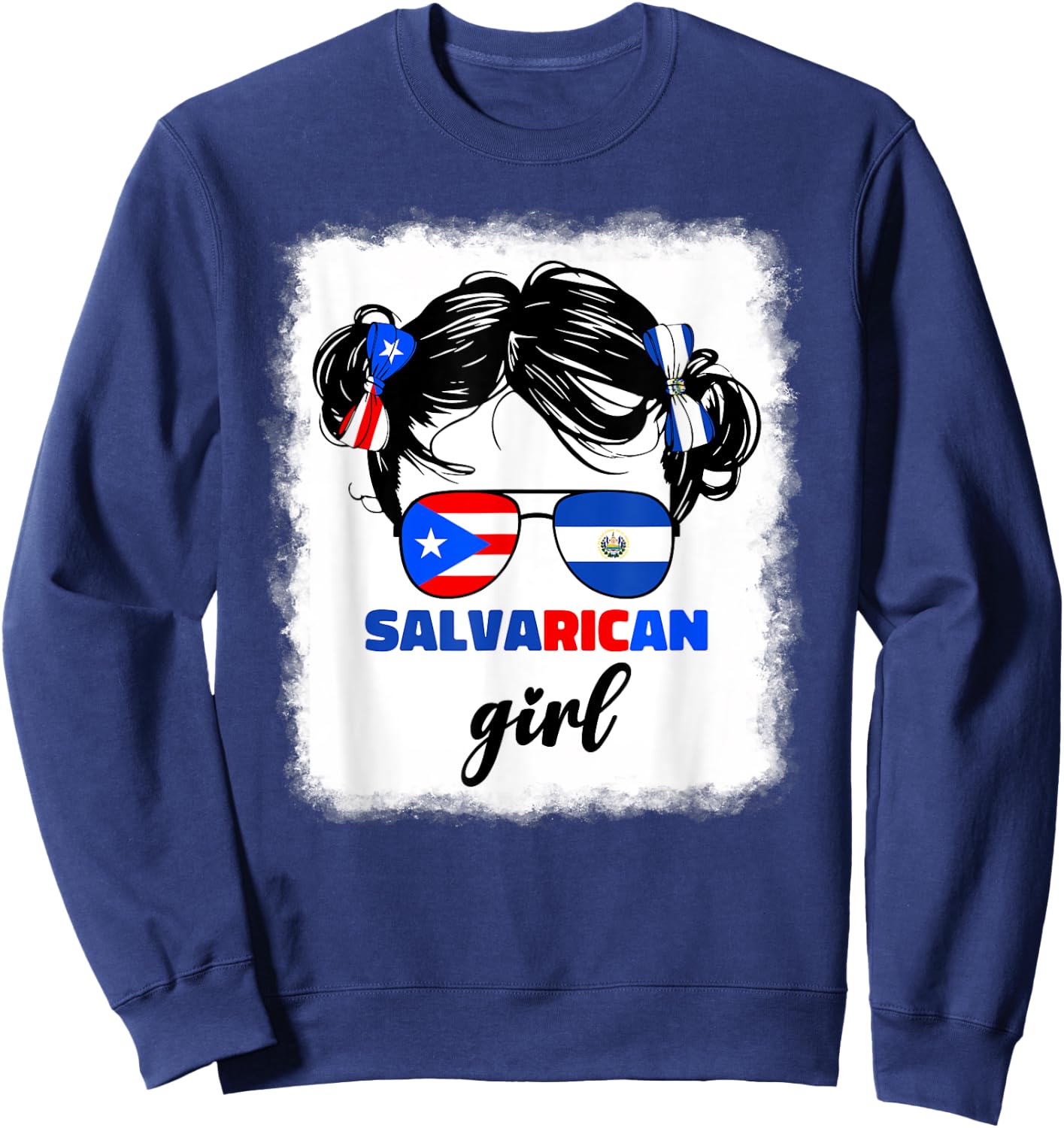 Half Salvadorian Puerto Rican Rico El Salvador Girls Kids Sweatshirt - Sweatshirt | Navy