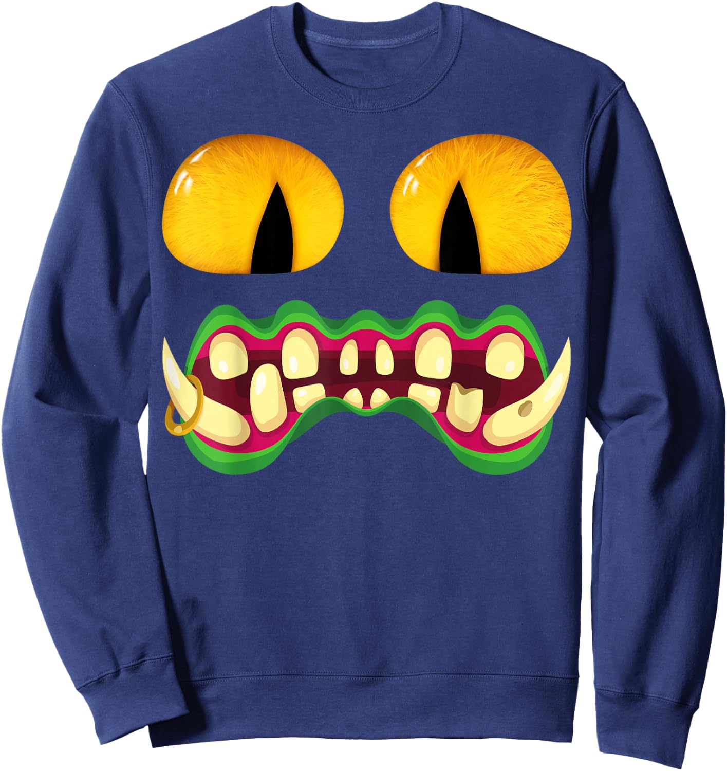 Men's Women's Cat Monster Face Halloween Costume Sweatshirt - Sweatshirt | Navy
