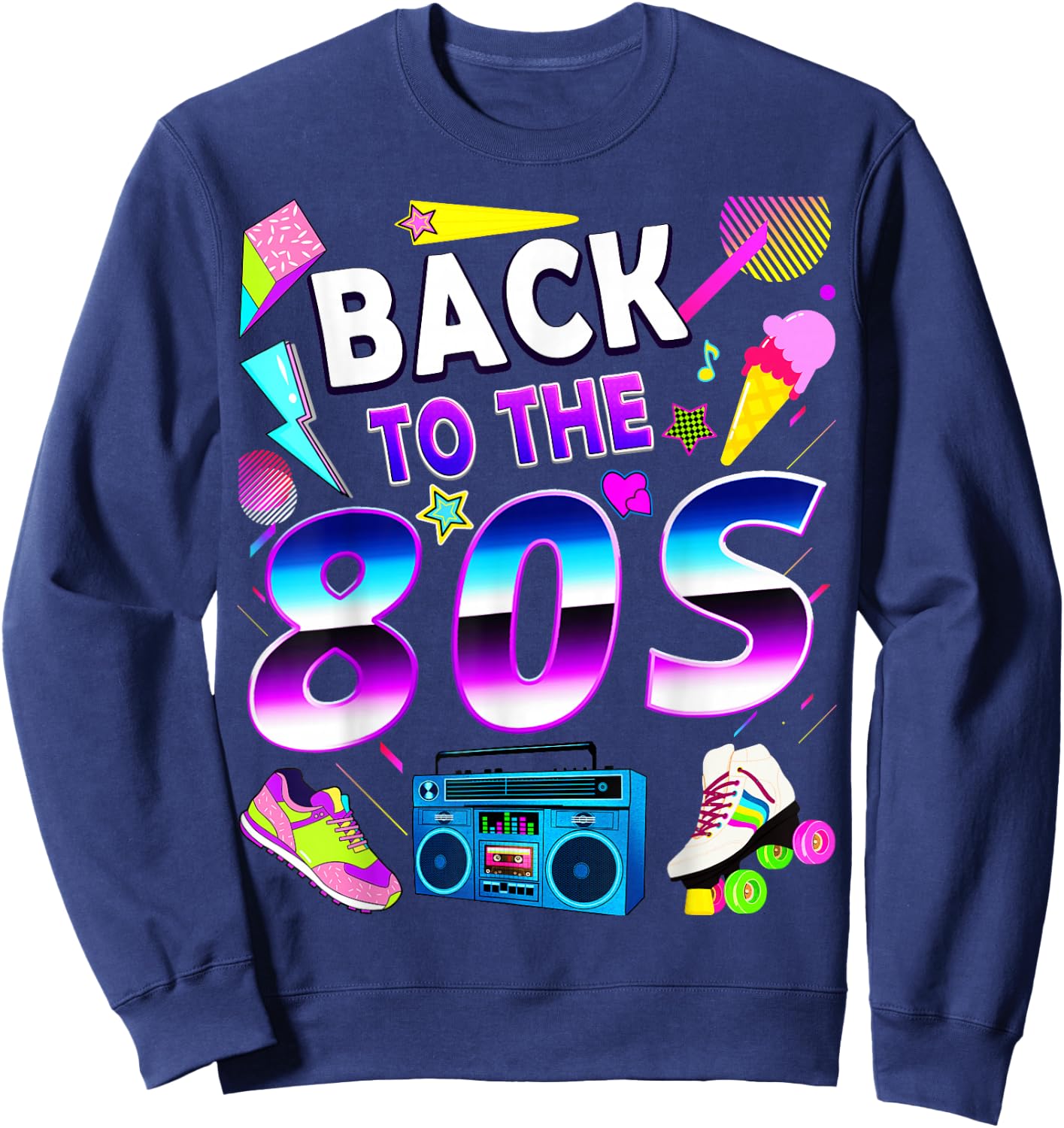 Retro 1980s Aesthetic – Colourful Teen Throwback Style Sweatshirt - Sweatshirt | Navy