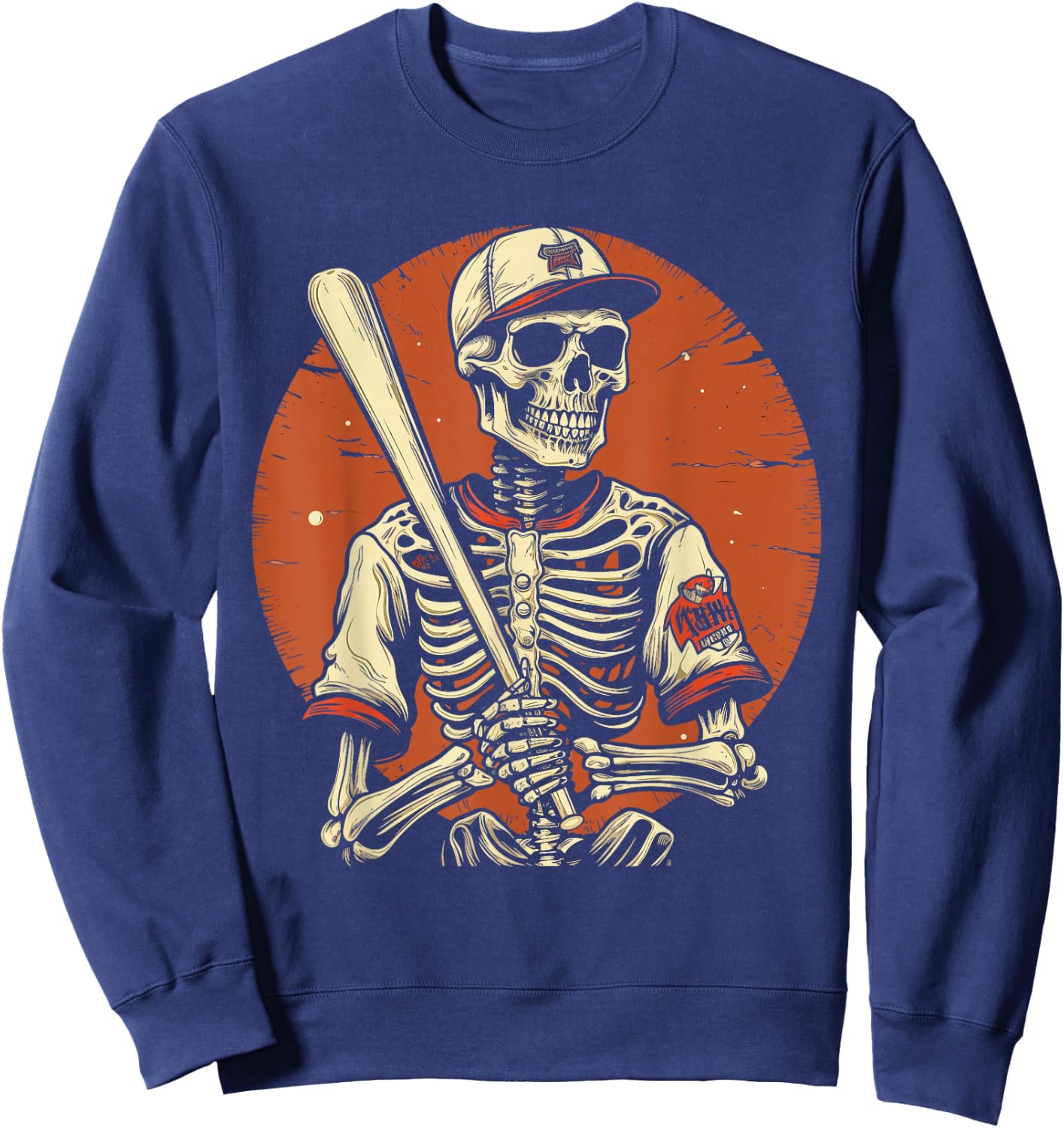 Spooky Creepy Vintage Baseball Skeleton Halloween Men Boys Sweatshirt - Sweatshirt | Navy