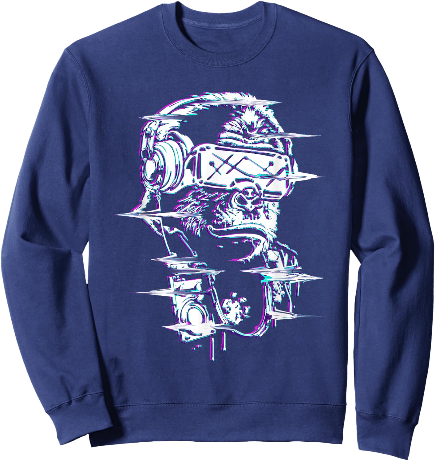 VR and VR Gamer with virtual reality and monkey Sweatshirt - Sweatshirt | Navy