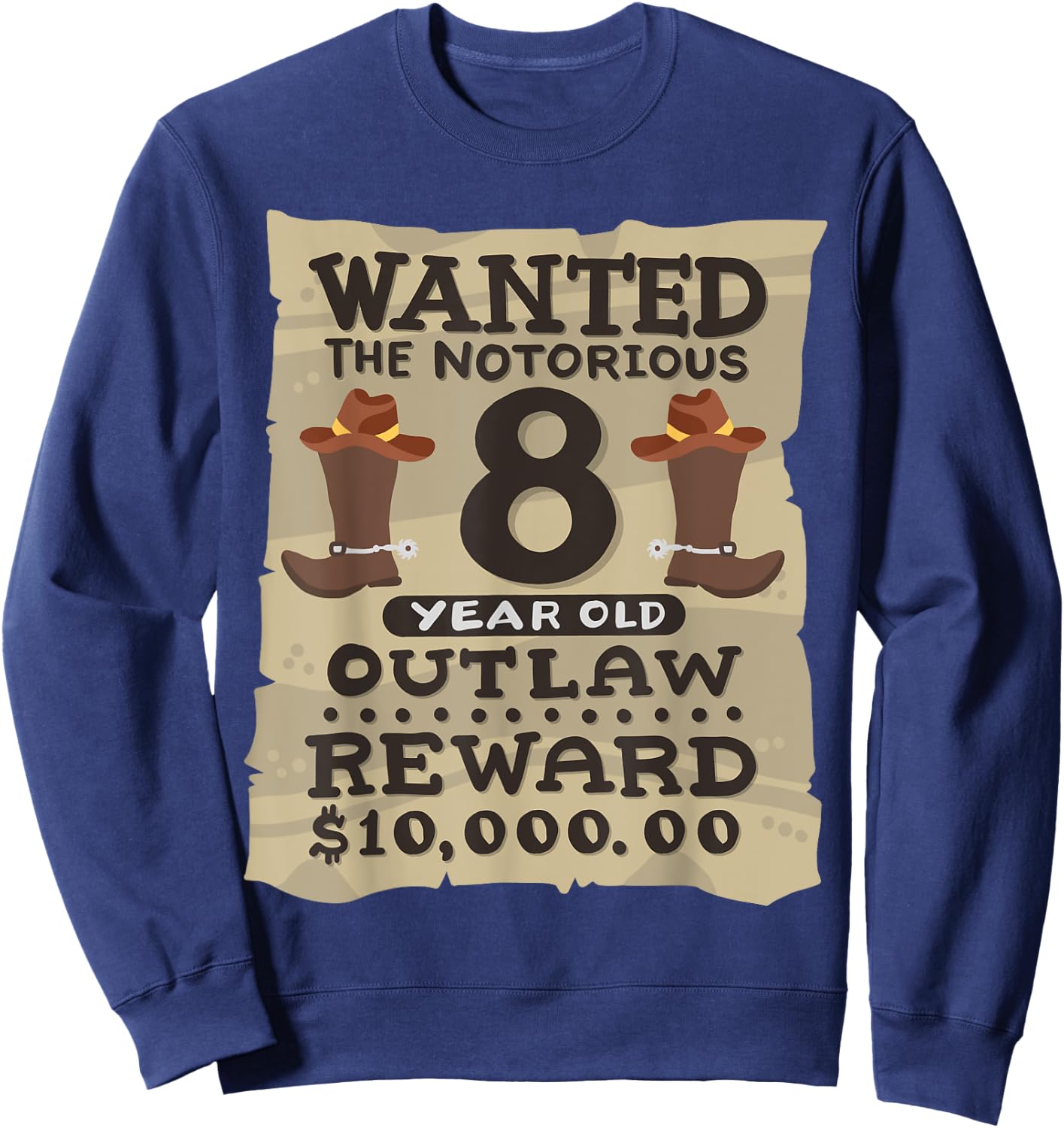 8 Year Old Cowboy 8th Birthday Party Wild West Western Kids Sweatshirt - Sweatshirt | Navy