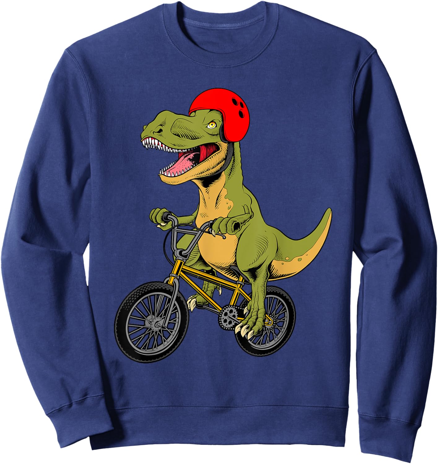 Funny BMX Dinosaur Design Boy Girl Dino T-Rex BMX Bike Lover Sweatshirt - Sweatshirt | Navy