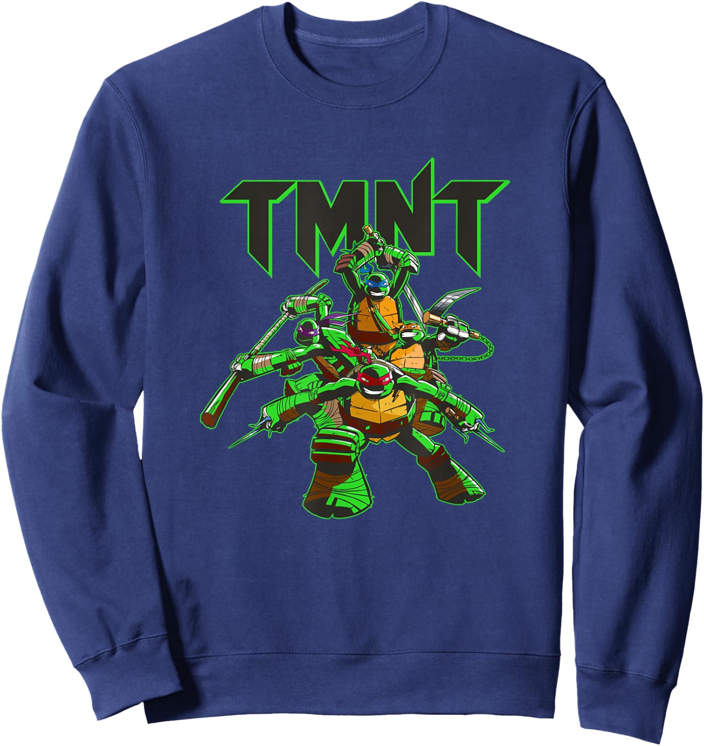 Teenage Mutant Ninja Turtles Retro Ninja Neon Glow Pose Sweatshirt - Sweatshirt | Navy