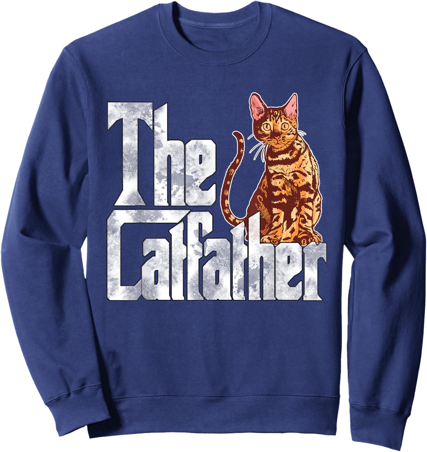 The Catfather Bengal Cat Father Mafia Whiskers Male Daddy Sweatshirt - Sweatshirt | Navy