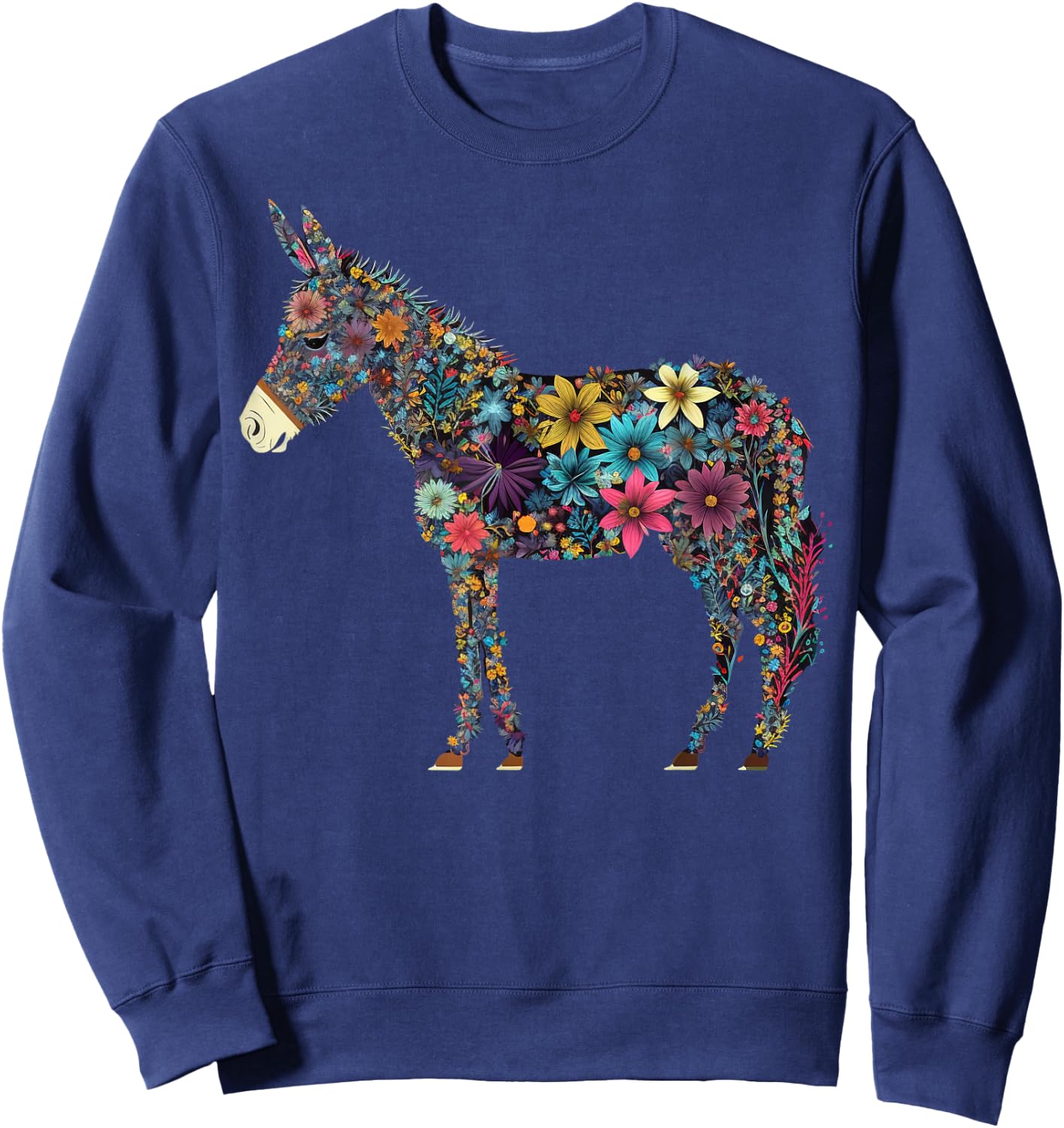 Cute Flower Donkey on summer Floral Donkey Sweatshirt - Sweatshirt | Navy