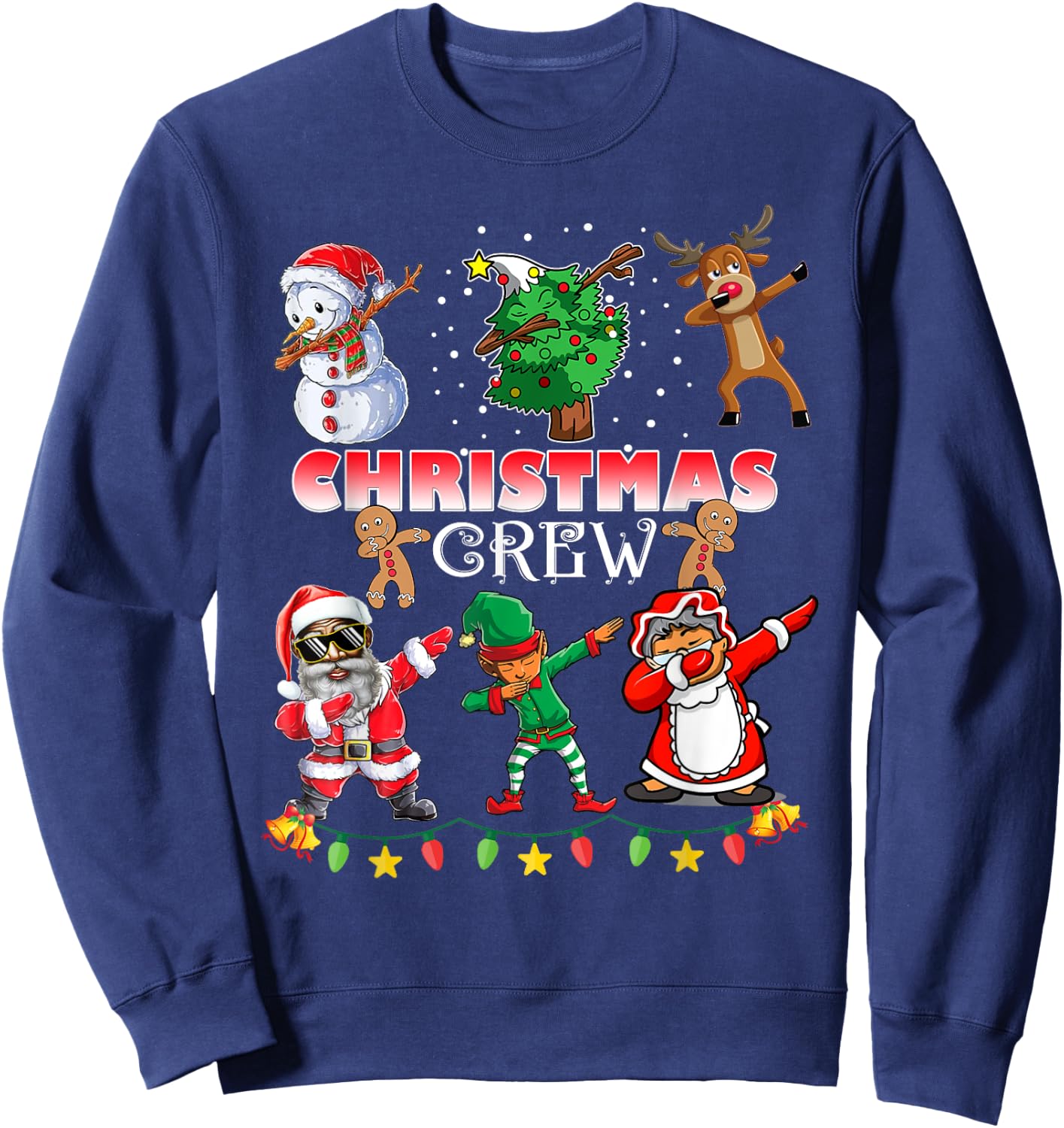 Black Cool Santa Claus African American Christmas Crew Dabs Sweatshirt - Sweatshirt | Navy