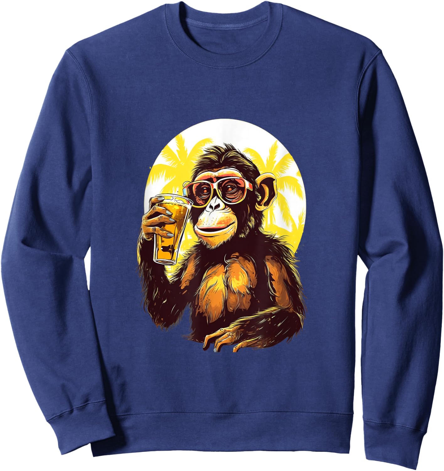Monkey Drinking Beer Funny Beer Drinker Drunk Gorilla Ape Sweatshirt - Sweatshirt | Navy