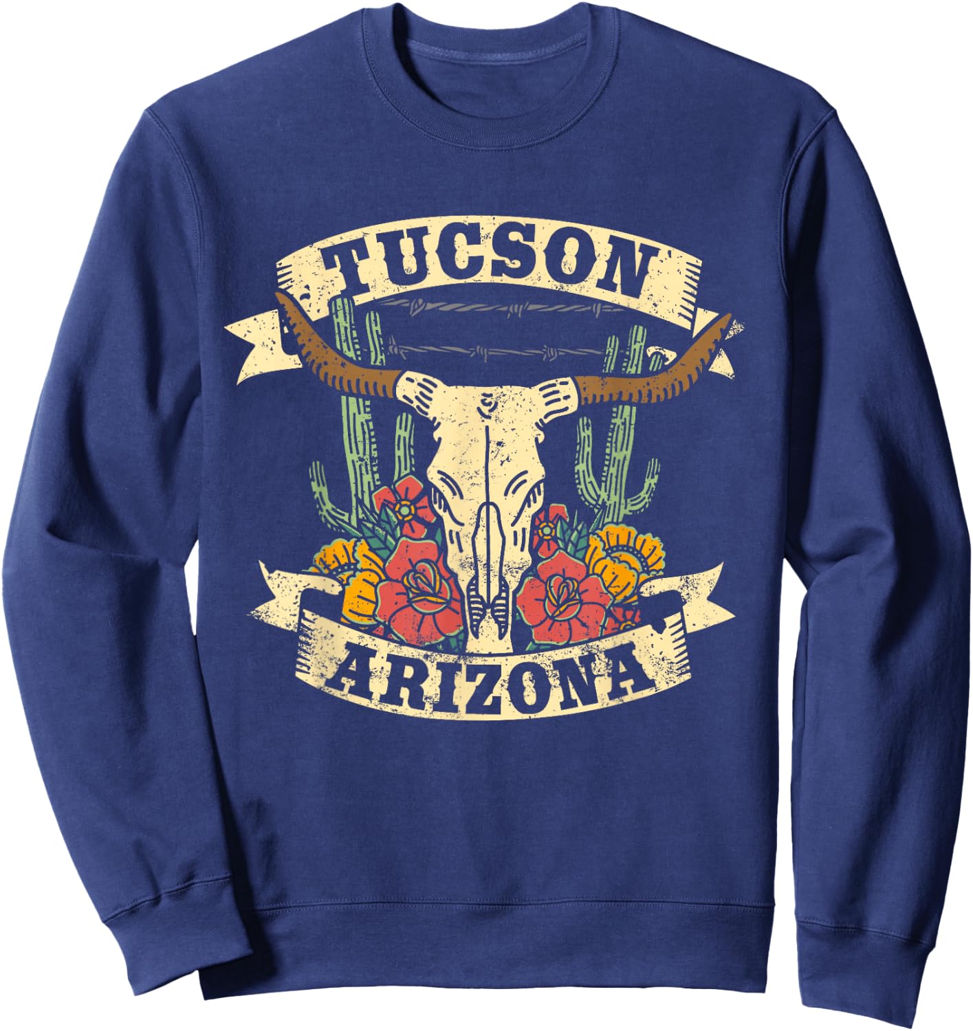 Tucson Arizona Design Desert Vintage Cactus Sweatshirt - Sweatshirt | Navy
