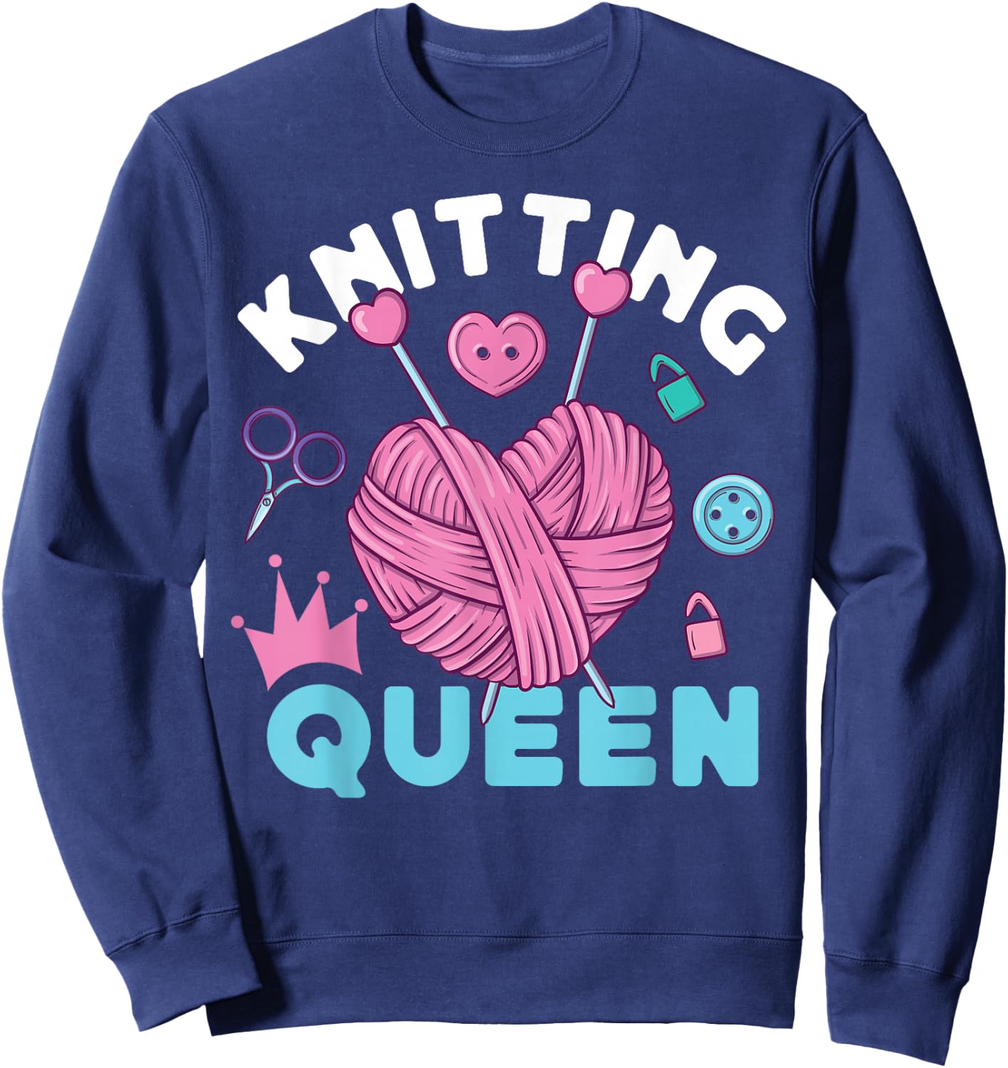Knitting Knitter Girl Knitting Queen Sweatshirt - Sweatshirt | Navy