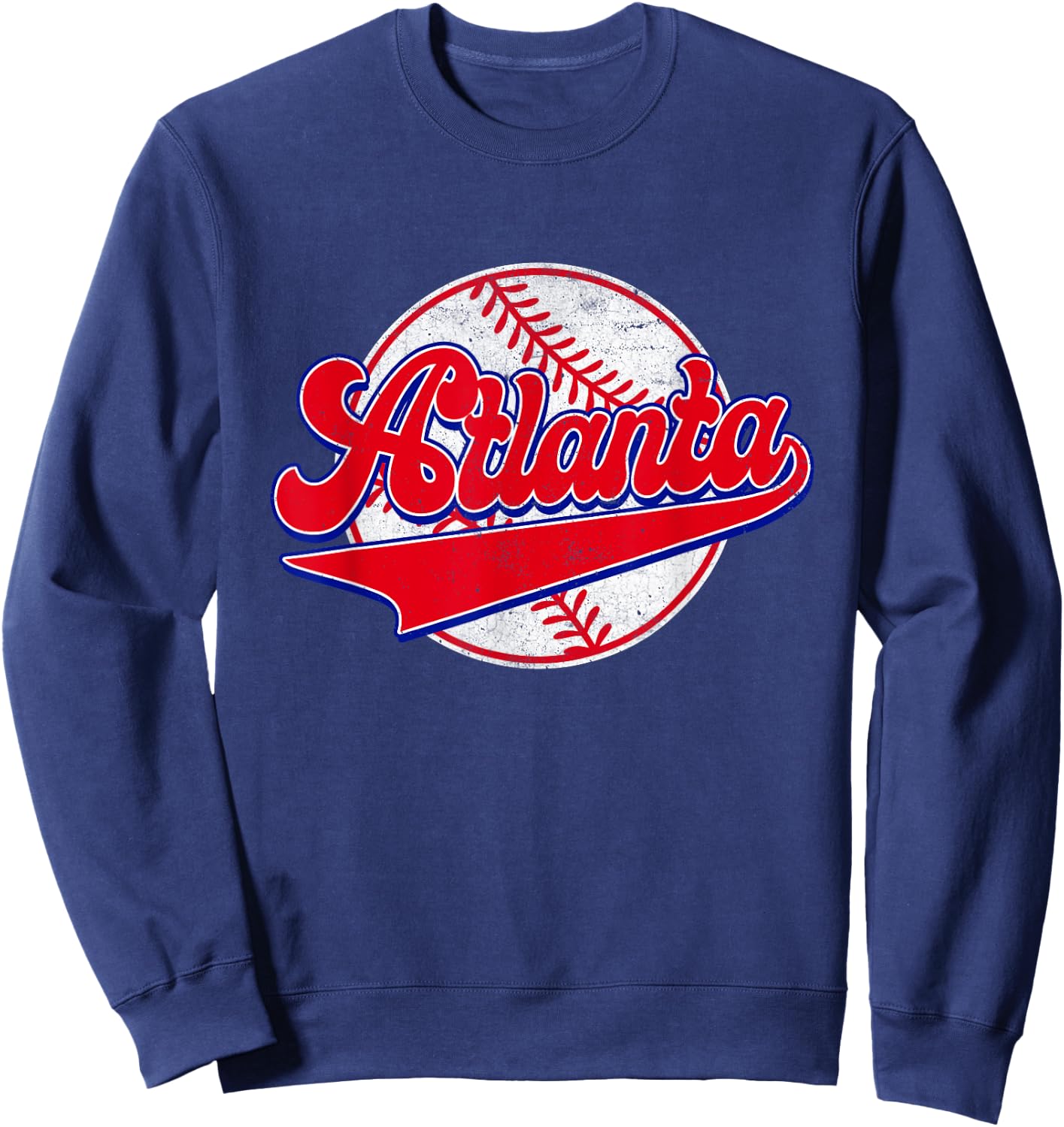 Atlanta Cityscape Vintage Baseball Men Women Kids Sweatshirt - Sweatshirt | Navy