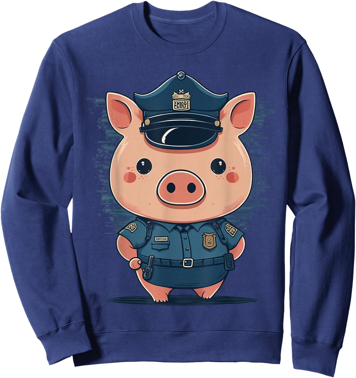 Police Officer Pig Cop on Police Pig Sweatshirt - Sweatshirt | Navy