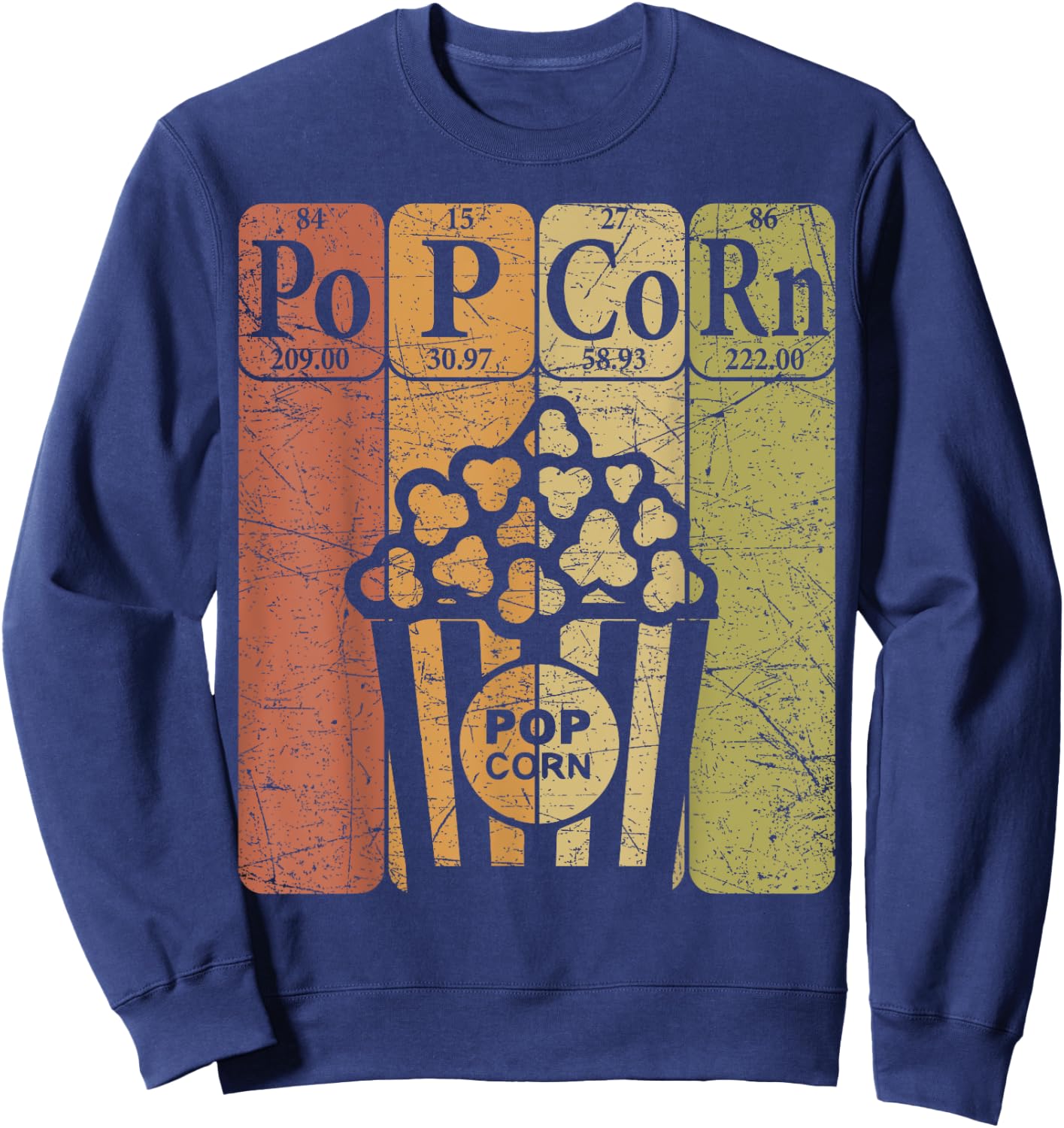 Popcorn Periodic Table Elements Cinema Lover Movie Snack Sweatshirt - Sweatshirt | Navy