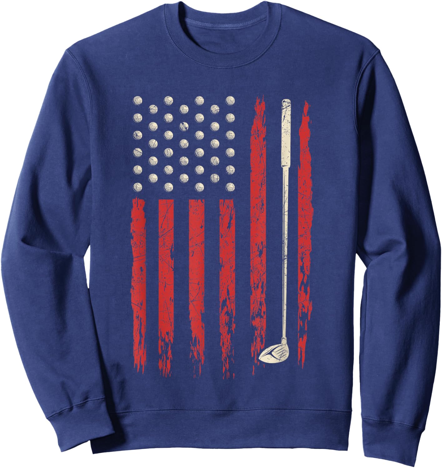 Patriotic American Flag Golf Vintage USA Flag Golfer Men Sweatshirt - Sweatshirt | Navy