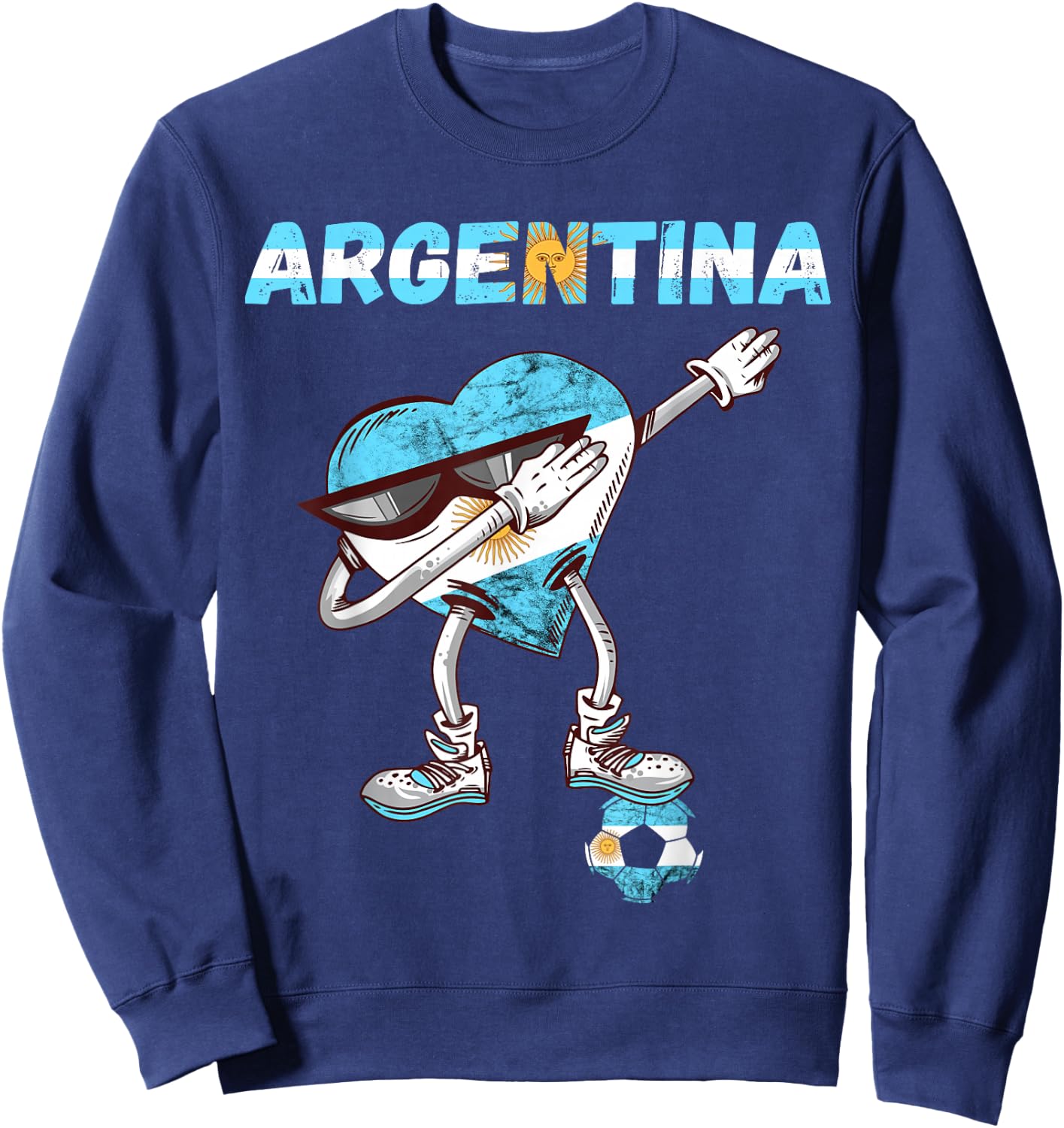 Argentinian Soccer Team Heart Sun Of May Argentina Flag Sweatshirt - Sweatshirt | Navy