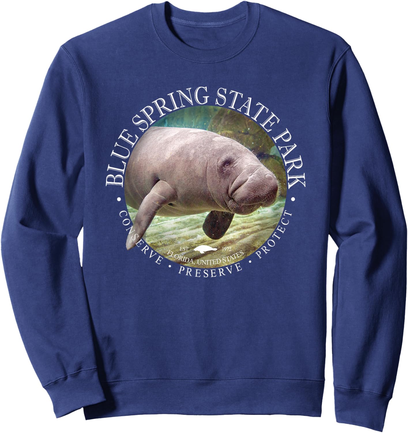 Blue Spring State Park Orange City Florida Manatee Sea Cow Sweatshirt - Sweatshirt | Navy